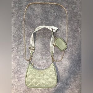 Steve Madden Quilted Green Crossbody Bag with Coin Pouch
